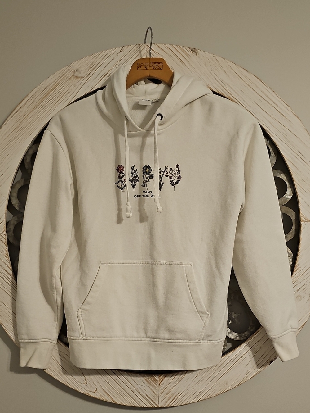 Vans White Hoodie with Floral Chest Graphic